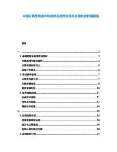 中國(guó)可再生能源市場(chǎng)現(xiàn)狀及政策支持與長(zhǎng)期投資價(jià)值報(bào)告