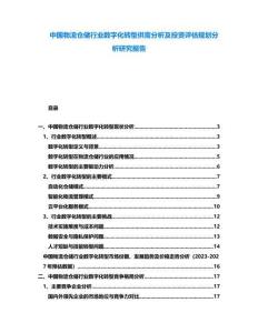 中國(guó)物流倉(cāng)儲(chǔ)行業(yè)數(shù)字化轉(zhuǎn)型供需分析及投資評(píng)估規(guī)劃分析研究報(bào)告