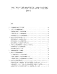 2025-2030中國(guó)農(nóng)業(yè)現(xiàn)代化進(jìn)程與智慧農(nóng)業(yè)投資機(jī)會(huì)報(bào)告