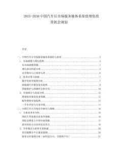 2025-2030中國(guó)汽車后市場(chǎng)服務(wù)鏈體系保值增值投資機(jī)會(huì)規(guī)劃