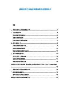 風(fēng)險(xiǎn)投資行業(yè)的項(xiàng)目篩選與投后管理分析
