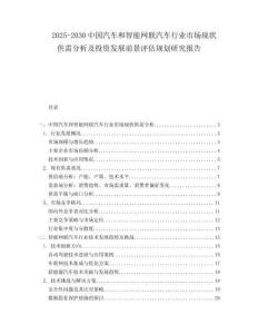 2025-2030中國汽車和智能網(wǎng)聯(lián)汽車行業(yè)市場現(xiàn)狀供需分析及投資發(fā)展前景評估規(guī)劃研究報告