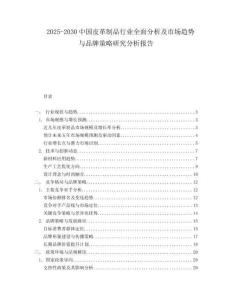 2025-2030中國皮革制品行業(yè)全面分析及市場趨勢與品牌策略研究分析報告