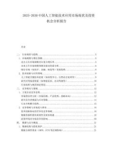2025-2030中國人工智能技術應用市場現(xiàn)狀及投資機會分析報告