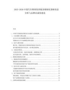 2025-2030中國汽車維修保養(yǎng)服務(wù)精細化策略效益分析與品牌忠誠度建造