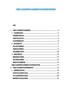中國工業互聯網平臺發展現狀與未來趨勢研究報告