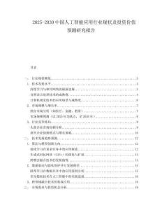 2025-2030中國人工智能應用行業(yè)現(xiàn)狀及投資價值預測研究報告