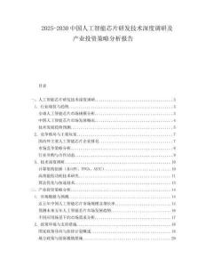 2025-2030中國人工智能芯片研發(fā)技術(shù)深度調(diào)研及產(chǎn)業(yè)投資策略分析報(bào)告