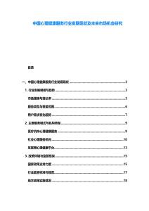 中國(guó)心理健康服務(wù)行業(yè)發(fā)展現(xiàn)狀及未來市場(chǎng)機(jī)會(huì)研究