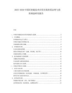 2025-2030中國區塊鏈技術應用市場供需態勢與投資規劃研究報告