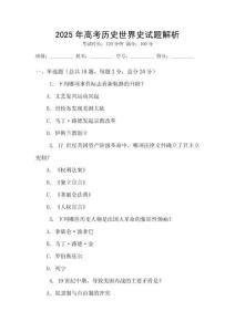 2025年高考历史世界史试题解析