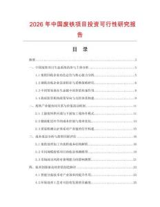 2026年中國廢鐵項(xiàng)目投資可行性研究報(bào)告