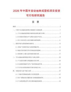 2026年中國半自動地磚成型機(jī)項目投資可行性研究報告