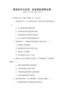 跨国合作与交流，拓宽国际视野试卷