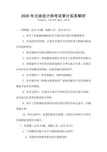 2026年注冊(cè)會(huì)計(jì)師考試審計(jì)實(shí)務(wù)解析