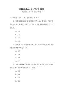 玉林興業中考試卷及答案