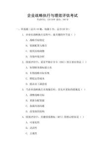 企業(yè)戰(zhàn)略執(zhí)行與績效評估考試