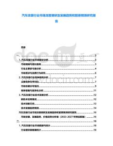 汽車改裝行業市場深度調研及發展趨勢和前景預測研究報告