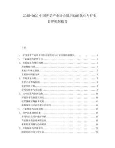 2025-2030中國養老產業協會組織功能優化與行業自律機制報告