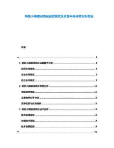 特色小鎮(zhèn)建設(shè)項(xiàng)目運(yùn)營(yíng)模式及資金平衡評(píng)估分析報(bào)告