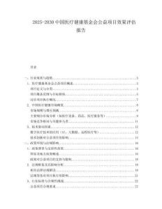 2025-2030中國醫療健康基金會公益項目效果評估報告