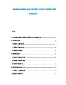 中國跨境電商平臺品牌出海流量紅利市場競爭格局投資機會評估報告