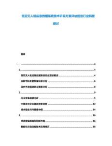 低空無人機應急救援系統技術研究方案評估規劃行業前景探討