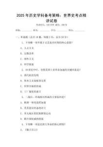 2025年歷史學(xué)科備考策略：世界史考點精講試卷