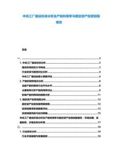 中央工廠建設標準分析及產能利用率與固定資產投資回報報告
