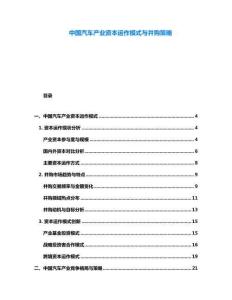 中國汽車產(chǎn)業(yè)資本運(yùn)作模式與并購策略