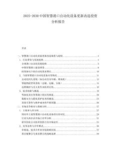 2025-2030中國(guó)智慧港口自動(dòng)化設(shè)備更新改造投資分析報(bào)告