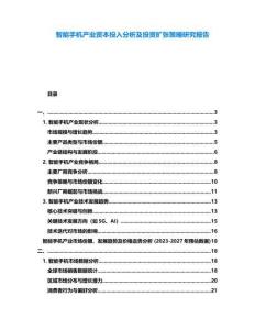 智能手機(jī)產(chǎn)業(yè)資本投入分析及投資擴(kuò)張策略研究報告