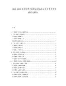 2025-2030中國醫(yī)藥CXO行業(yè)市場格局及投資價值評估研究報告