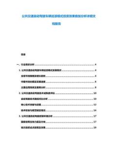 公共交通自動駕駛車輛巡游模式投資效果疊加分析詳細(xì)文檔報告