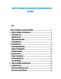 中國(guó)汽車代駕服務(wù)行業(yè)市場(chǎng)供需分析及投資評(píng)估規(guī)劃分析研究報(bào)告