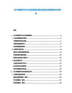 云計(jì)算服務(wù)平臺行業(yè)發(fā)展現(xiàn)狀商業(yè)模式及戰(zhàn)略規(guī)劃分析報(bào)告