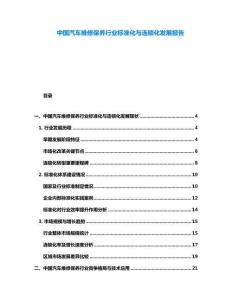 中國(guó)汽車維修保養(yǎng)行業(yè)標(biāo)準(zhǔn)化與連鎖化發(fā)展報(bào)告