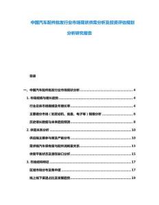 中國汽車配件批發(fā)行業(yè)市場現(xiàn)狀供需分析及投資評估規(guī)劃分析研究報告