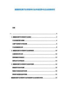 德國慕尼黑汽車零部件行業市場競爭與企業創新研究