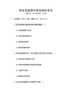 職業(yè)技能提升路徑規(guī)劃考試
