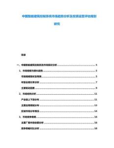 中國(guó)智能建筑控制系統(tǒng)市場(chǎng)趨勢(shì)分析及投資運(yùn)營(yíng)評(píng)估規(guī)劃研究