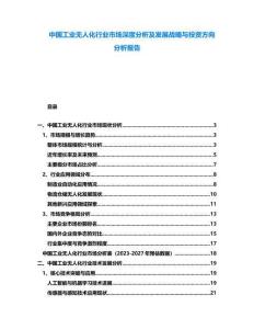 中國工業(yè)無人化行業(yè)市場深度分析及發(fā)展戰(zhàn)略與投資方向分析報告