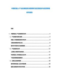 中國機器人產業發展趨勢深度解析及投資規劃與投資策略研究報告
