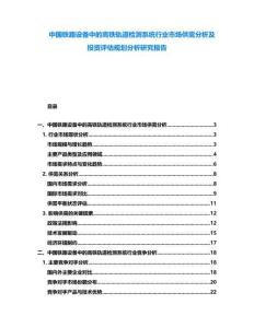中國鐵路設(shè)備中的高鐵軌道檢測系統(tǒng)行業(yè)市場供需分析及投資評估規(guī)劃分析研究報告