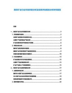 南非礦業(yè)行業(yè)市場(chǎng)供需分析及投資評(píng)估規(guī)劃分析研究報(bào)告