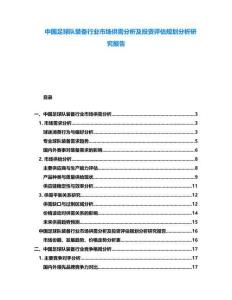 中國足球隊裝備行業市場供需分析及投資評估規劃分析研究報告