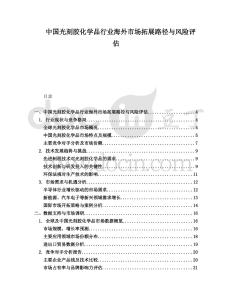 中國光刻膠化學品行業(yè)海外市場拓展路徑與風險評估