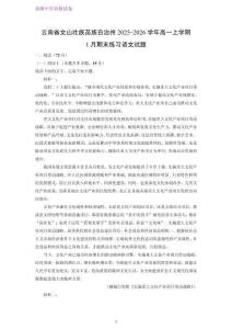 云南省文山壯族苗族自治州2025-2026學年高一上學期1月期末練習語文試題（解析版）