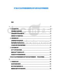 礦泉水行業(yè)并購重組案例分析與資本運作策略報告
