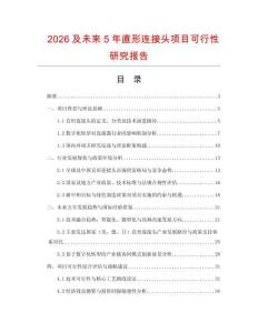 2026及未來5年直形連接頭項目可行性研究報告